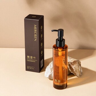 MERCILEN 185ml Desmaquillante suave para delineador de ojos, lápiz labial, sombra de ojos, base de maquillaje - Limpieza profunda, no irritante, Desmaquillante de aceite de té azul y negro Meng Xi para hombres y mujeres, portátil