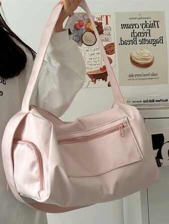 The New Fashion Classic Joker Solid Color, Large Capacity And Multi-Pockets, With Earphones, Is Designed To Be Light And Portable, And The Shoulder Bag Is Suitable For Outdoor Travel And Short-Distance Travel. Bag For School School Accessories School Stuff