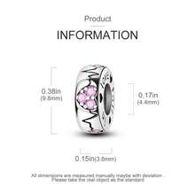 一件式 925 纯银镂空爱心吊饰彩色方晶锆石安全扣夹塞串珠跳动的心形吊饰适用于 DIY 手链蛇骨链首饰制作女士首饰 - 銀色 - 查看 3