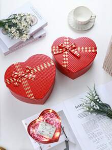 3pcs Gift Packaging Box Red Box Heart Shaped Boxes Heart Flower Boxes Pink Red Bridesmaid Gifts Box With Lids For Presents Bridesmaid Proposal Wedding Birthday Christmas Gift - S+M+L - View 7