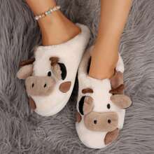 Women's Slippers Are Non-Slip And Fashionable, Cows Are Cute, And Casual Greenhouse Slippers Are Available In Autumn And Winter - Khaki - View 4