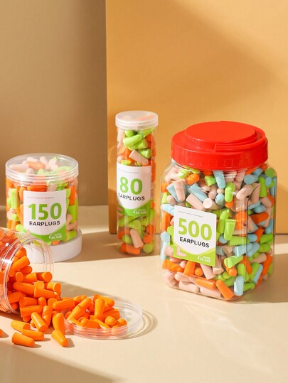 80/150/500 piezas Tapones para los oídos a prueba de ruido, tapones para los oídos bloqueadores de sonido para dormir, tapones para los oídos suaves y cómodos para reducción del ruido, tapones para los oídos de rebote lento unisex para uso prolongado