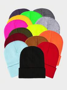 1pc Unisex Y2K Style Solid Color Knit Beanie Hat, Perfect For Casual Wear, Street Parties, Autumn & Winter Outdoor Activities, Warm & Windproof,School - Knitted Hat - View 1