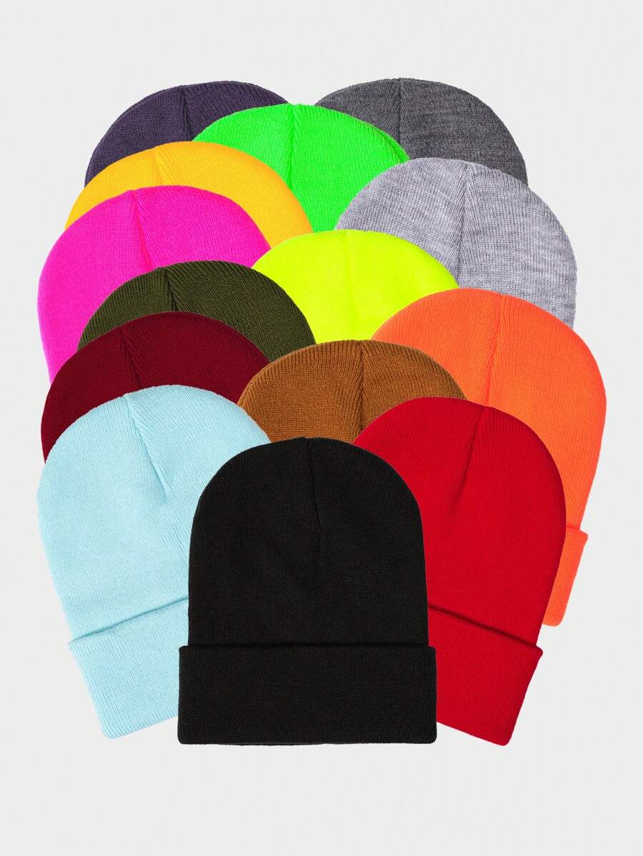 1pc Unisex Y2K Style Solid Color Knit Beanie Hat, Perfect For Casual Wear, Street Parties, Autumn & Winter Outdoor Activities, Warm & Windproof,School - Knitted Hat - View 1