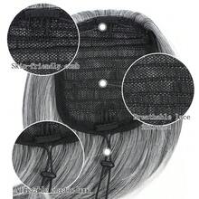 Short Drawstring Ponytail Hair Extension,10 Inch Straight Bun Pony Tails Extensions Natural Fake Ponytail Hairpieces For Women-Black Mix Gray - Multicolor - View 4