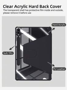 DANYCASE 超薄旋转保护壳,兼容苹果 Galaxy Tab S9 FE+ S9+ 12.4 英寸、S9 S9FE A8 S7+ S8+ S7FE S7 S8 S6lite,带笔槽设计,防震保护壳,透明后盖 - 黑色 - 查看 6