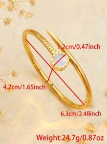 1 件女士金色罗马数字手链不锈钢手链套装时尚珠宝配饰 - 金色 - 查看 6