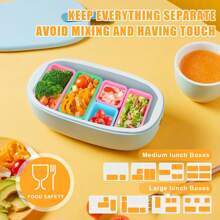6pcs Silicone Lunch Box Dividers, Bento Lunch Box Containers With Lid, Food Safe Salad Dressing Container, Reusable Snack & Condiment Containers, Home Decoration, Christmas Gifts, Home Gifts, Room Decoration - Color Mixing - View 5