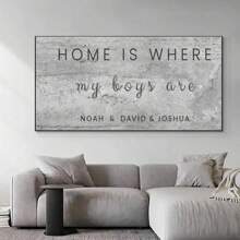 1pc Custom Family Name Poster, Personalized Wall Art Canvas Poster For Home Decor, Home Is Where My Boys Are, Canvas Prints For Living Room Bedroom Kitchen Office Decor, Perfect Gift And Decoration, Frameless Christmas Gift Mother's Day Gift
