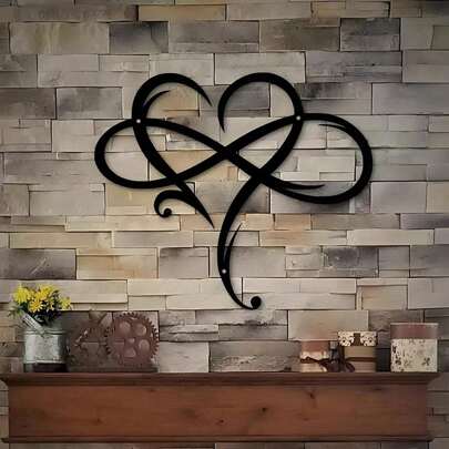 1 pezzo Decorazione da parete in metallo a forma di cuore infinito, simbolo di amore eterno, decorazione a forma di cuore infinito unica per camera da letto, logo d'amore, placca in acciaio geometrica vuota, decorazione per matrimonio, per la casa, per la stanza, per la parete