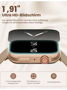 Montre intelligente pour femmes et hommes, montre de sport montre intelligente avec appels Bluetooth montre intelligente (1,91 pouces) montre de fitness tracker avec moniteur de sommeil/tension artérielle/fréquence cardiaque/SpO2, 2 bracelets interchangeables, plus de 120 montres de sport IP68 étanche pour iOS Android