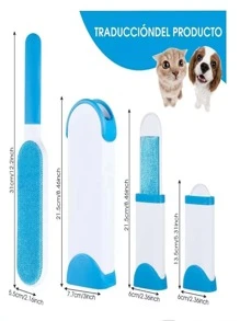 Set Cepillos Quita Pelusa Pelo Mascotas Gatos Perros - Azul - Ver 2