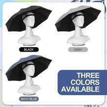 3 Stücke Fischerei Schirmmütze 27'' verstellbar Handsfree Regenschirm Mütze, faltbarer Kopfschirm mit UV-Schutz, wasserdicht - Verschiedenfarbig - Übersicht 9