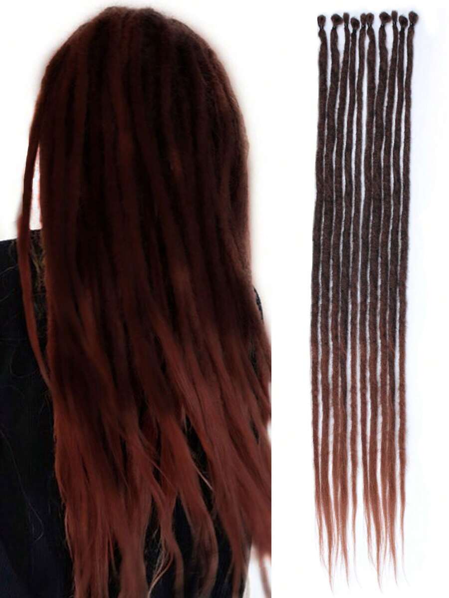 24 In Dreadlock Extensions Synthetic Single Ended Dreads Extensions Hippie Style Fake Dreads 10 Strands SE Crochet Thin 0.6cm Width Dreadlocks Extensions For White Woman
