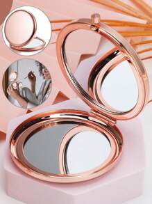 女士金属放大化妆镜折叠双面化妆镜便携式手持镜可放口袋钱包适合户外旅行姓名首字母 26 个字母图案适合情人节母亲节礼物 - 金色 - 查看 5