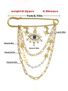 1 pieza Broche de cadena de metal con borlas, estrella y perlas falsas, ojo del diablo gótico, accesorio decorativo para bolsos, bufandas, trajes, con arreglo aleatorio de perlas falsas y estrellas, accesorio para ropa, bolso, encanto, accesorios escolares y de oficina, camisas, chaquetas, joyería, regalos de Navidad, Halloween, regalos divertidos y lindos para maestros - Multicolor - Ver 10