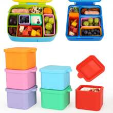 6pcs Silicone Lunch Box Dividers, Bento Lunch Box Containers With Lid, Food Safe Salad Dressing Container, Reusable Snack & Condiment Containers, Home Decoration, Christmas Gifts, Home Gifts, Room Decoration - Color Mixing - View 2