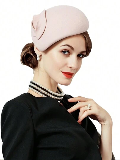 HIMESPORT 100% Wool Felt Fascinator Hat For Women Ladies Church Wedding Tea Party Dress Kentucky Pillbox Hats Elegant Vintage Fashion Cocktail Derby Fedora Hats Cap