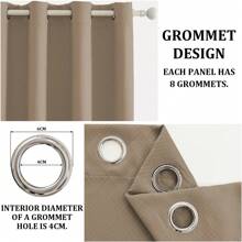 YSTYLE 2-Piece Interior Blackout Blinds, Thermal Bedroom Curtains With Rings, Soundproof Living Room Curtains, Thermal Insulating Curtain Cold And Warm - Brown - View 5