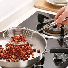 1 pieza Espumadera de acero inoxidable para freír, colador de cocina para el hogar para freír papas fritas - Multicolor - Ver 7