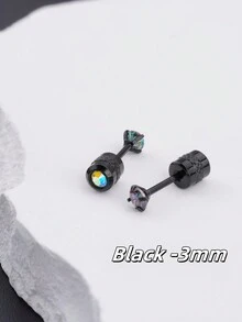 2 件扁平螺丝后方晶锆石耳钉双头 CZ 耳钉不锈钢微型男女通用防过敏软骨耳环，螺丝双圆形方晶锆石精致螺旋耳环，适合男士、女士、女孩男孩（金色/银色/黑色 2 毫米/3 毫米/4 毫米/5 毫米/6 毫米）万圣节圣诞节礼物日常佩戴 - Ear Studs - 查看 24