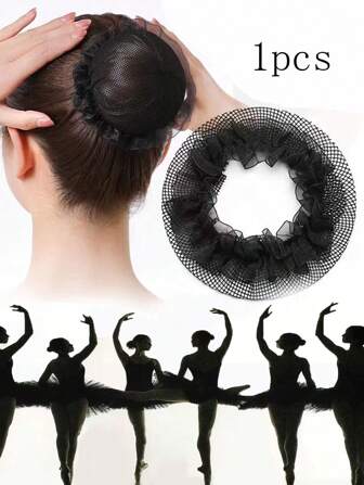 1pc Girls Black/Pink/Purple Ballet Dance Bun Cover Net Scrunchie, Suitable For Dance Class Or Stage Performance