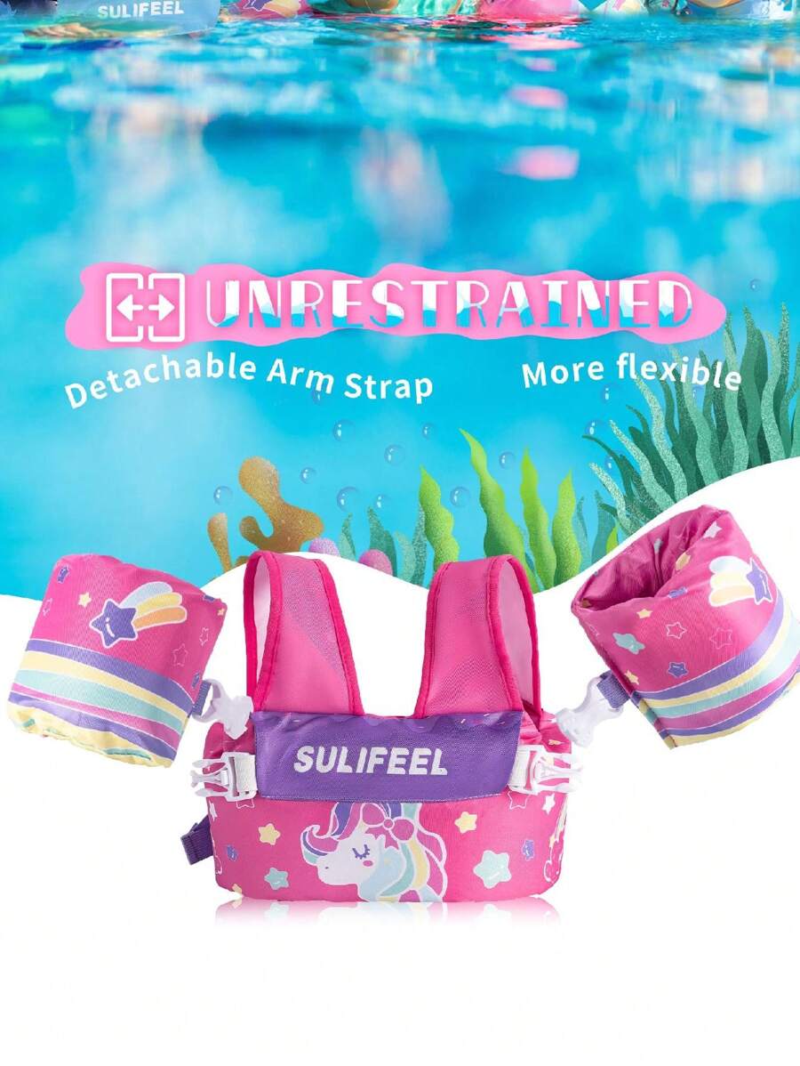 Unicorn Kids Swim Vest Toddler Floaties For 2066 Pounds Girls And Boys, With Removable Arm