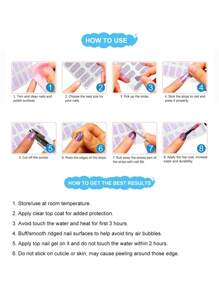 1片黑色指甲油贴纸，全甲贴片，银色渐变闪粉星星图案，自粘美甲贴纸，女士DIY美甲用品 - 黑與白 - 查看 6