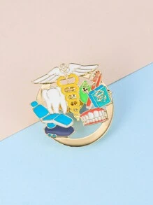 1 件装牙科牙针医用双蛇杖珐琅胸针徽章牙医翻领徽章珠宝礼物送给医生护士 - 彩色 - 查看 10