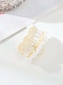 1个波西米亚雏菊发爪夹，发夹，发卡，发夹，发饰，发饰抓夹，发夹，发饰抓夹，发饰抓夹，学生用品，大学秋冬季发饰，女士度假装扮必备，夏季海滩度假必备 - 白色 - 查看 5