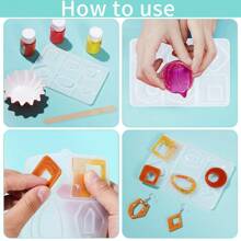 1pc Jewelry Resin Mold, Epoxy Resin Earring Mold Casting Tray With Holes For DIY Pendant Earring Necklace Keychain Making - Multicolor - View 2