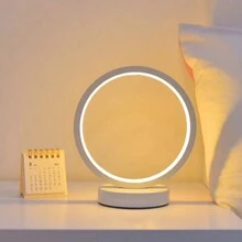 1pc Modern Circular Bedside Lamp, Bedroom Nightstand Light, Fixed Brightness Warm Light, Creative Design - Ring Light Warm Light - View 4