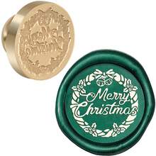 BAOFALI 1 件圣诞快乐元素蜡印可拆卸圆形黄铜头无手柄鹿、浆果、铃铛、圣诞老人蜡印用于装饰品、贺卡、信封、酒瓶包装纸、笔记本、香水瓶 - 金色 - 查看 34