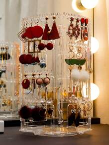 1 pieza Soporte giratorio para exhibición de joyas, soporte para collar y pendientes, pulsera de sobremesa para mujer para viajes