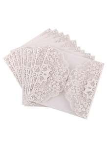 10pcs/Set Rose Laser Cutout Wedding Invitations Cards With Envelopes, White Wedding Party Invitation - Invitation Card - View 2