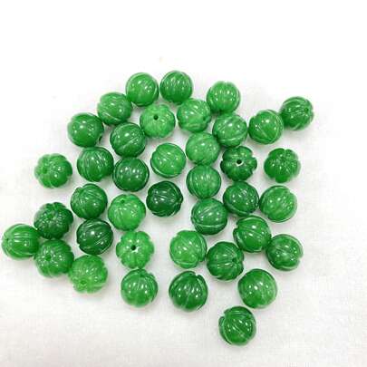 10-20 cuentas sueltas de calabaza de jade natural, cuentas de calabaza festivas hechas a mano, pulseras y accesorios hechos a mano DIY para mujeres - las cuentas sueltas permiten la máxima libertad creativa para crear accesorios únicos de joyería y llaveros que pueden usarse como regalos únicos para mujeres, regalos festivos.