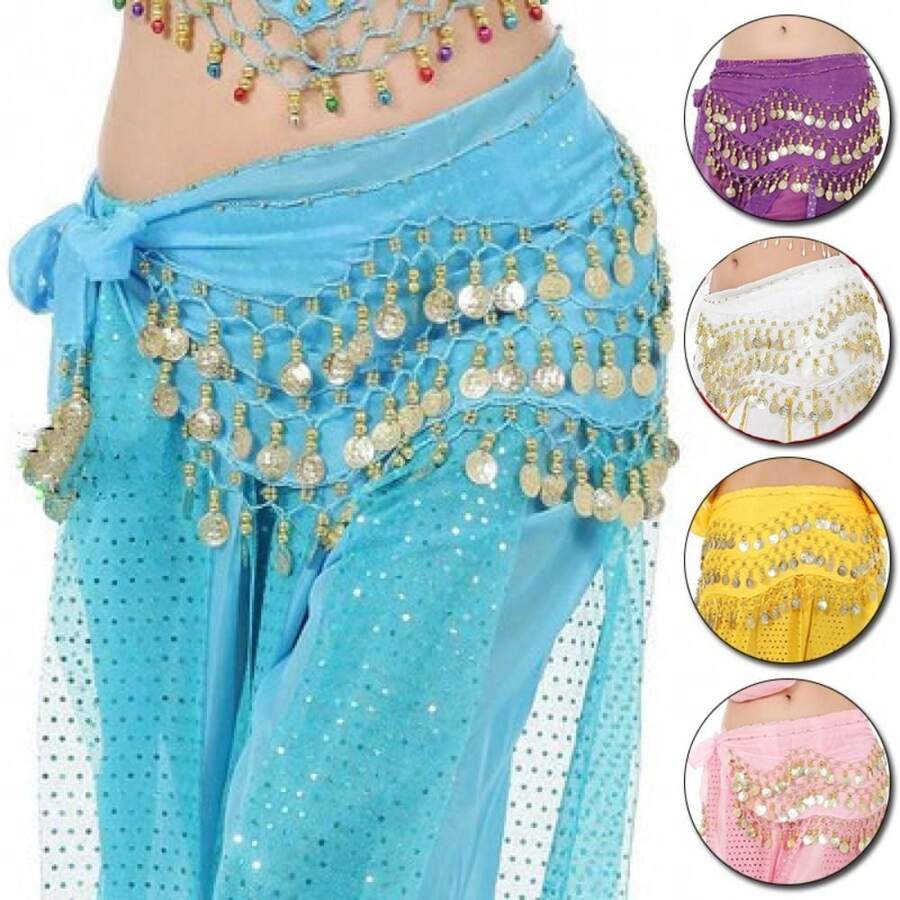 1Pc Thailand/India/Arab Dancer Skirt Women Sexy Belly Dance Hip Scarf Wrap Belt Dancer Skirt Female Show Costumes Sequins Tassels - Multicolor - View 1