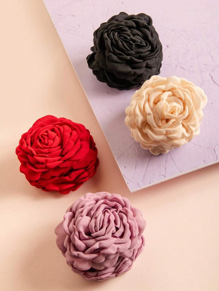 1 chiếc kẹp tóc hình hoa hồng 3D bằng vải, thanh lịch và duyên dáng cho trang phục hàng ngày hoặc ngoài trời, kẹp tóc hình hoa cho ngày Valentine, kẹp hàm tóc, kẹp cài tóc, kẹp càng cua, phụ kiện tóc mùa thu đông cho nữ, trang phục đi nghỉ mát, trang phục mùa hè. - Nhiều màu - Xem 1