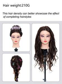 棕色头发化妆模特头，带后梳头发 26 英寸造型头美容模特头练习编织美容娃娃头头发（1 个模特头）用于美容用品