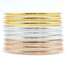 9 Stücke/Set glitzernde Jelly Armreifen für Frauen Armband, silbrige rosé-goldene Farben Armreife Armband