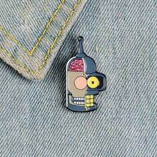 2pcs Personalized Cartoon Robot Head, Weird Brain, Futurama Brooch Pin-  Alloy Humor Pin - One-Of-A-Kind Fashion Accessory For Unforgettable Style - Multicolor - View 4