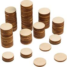 300 片 2 英寸未完成圆形木片圆形木盘木圈用于工艺品木坯圆形切口装饰片用于 DIY 艺术工艺品圣诞装饰品