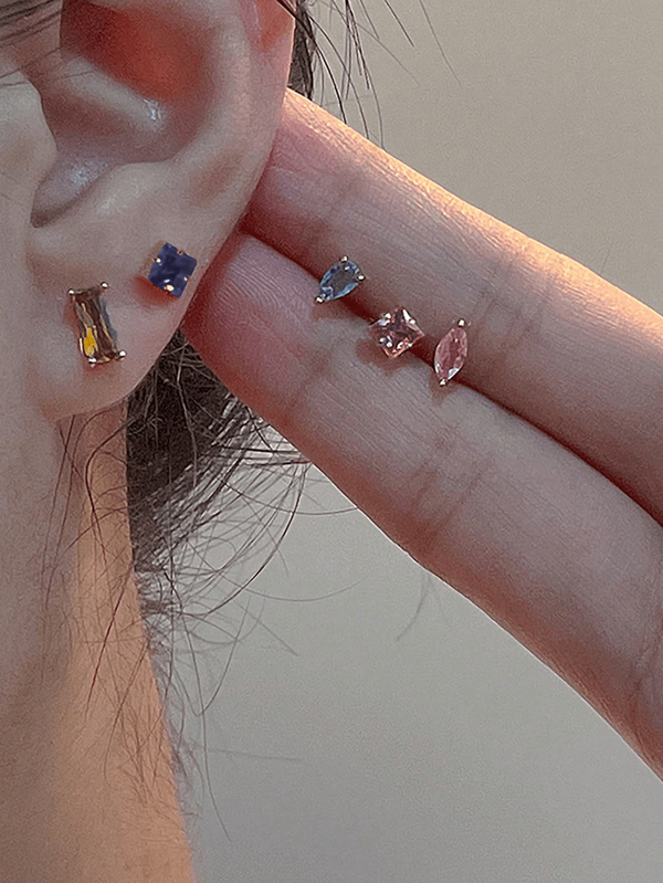 Andkiss اقراط مسماري بديكور حجر الراين 5 قطع