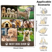 1pc Personalised Flannel Blanket With Multiple Photos, Customize Pet Photos,Cute Puppy Photo,HD Print Custom Photo Blanket, Commemorative Blanket, Great Holiday Gift