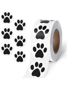 Finego 500张爪印贴纸，1英寸彩色狗狗贴纸，自粘爪印贴纸卷，小狗爪印标签，适用于礼物、邮件、信封封口、学生教室装饰，6种颜色 - 彩色 - 查看 14