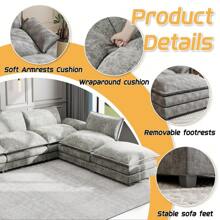 Furniwell 8-Seats U-Shaped Sectional Couch Variable Sofa Couch Set  With Ottomans Convertible Oversized Modular Sectional Sofa With Oversized Soft Seat For Living Room - 灰色 - 查看 4