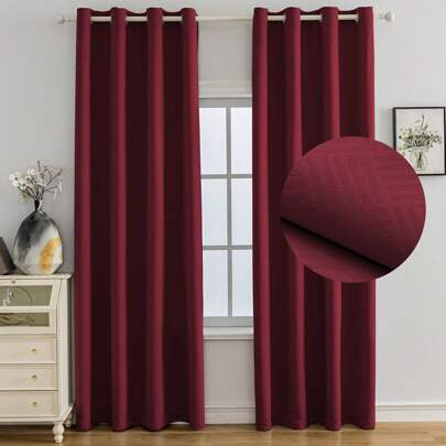 YSTYLE 2-Piece Interior Blackout Blinds, Thermal Bedroom Curtains With Rings, Soundproof Living Room Curtains, Thermal Insulating Curtain Cold And Warm