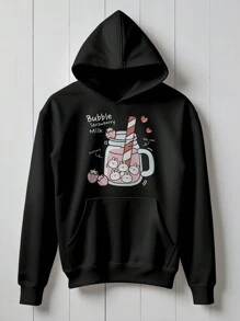 Blouse Moletom Bubble Strawberry Milk CANGURU 1208 Fluxo Fx - 黑色 - 查看 1