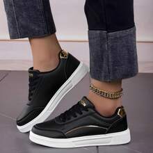 Women's White Casual Retro Classic Original Force Tennis - Preto-Dourado - Xem 2