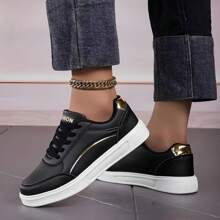 Women's White Casual Retro Classic Original Force Tennis - Preto-Dourado - Xem 5